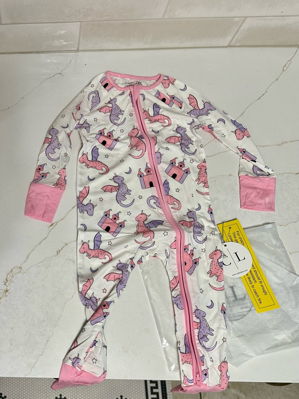 Caden Lane Pink & Purple Dragon Footies